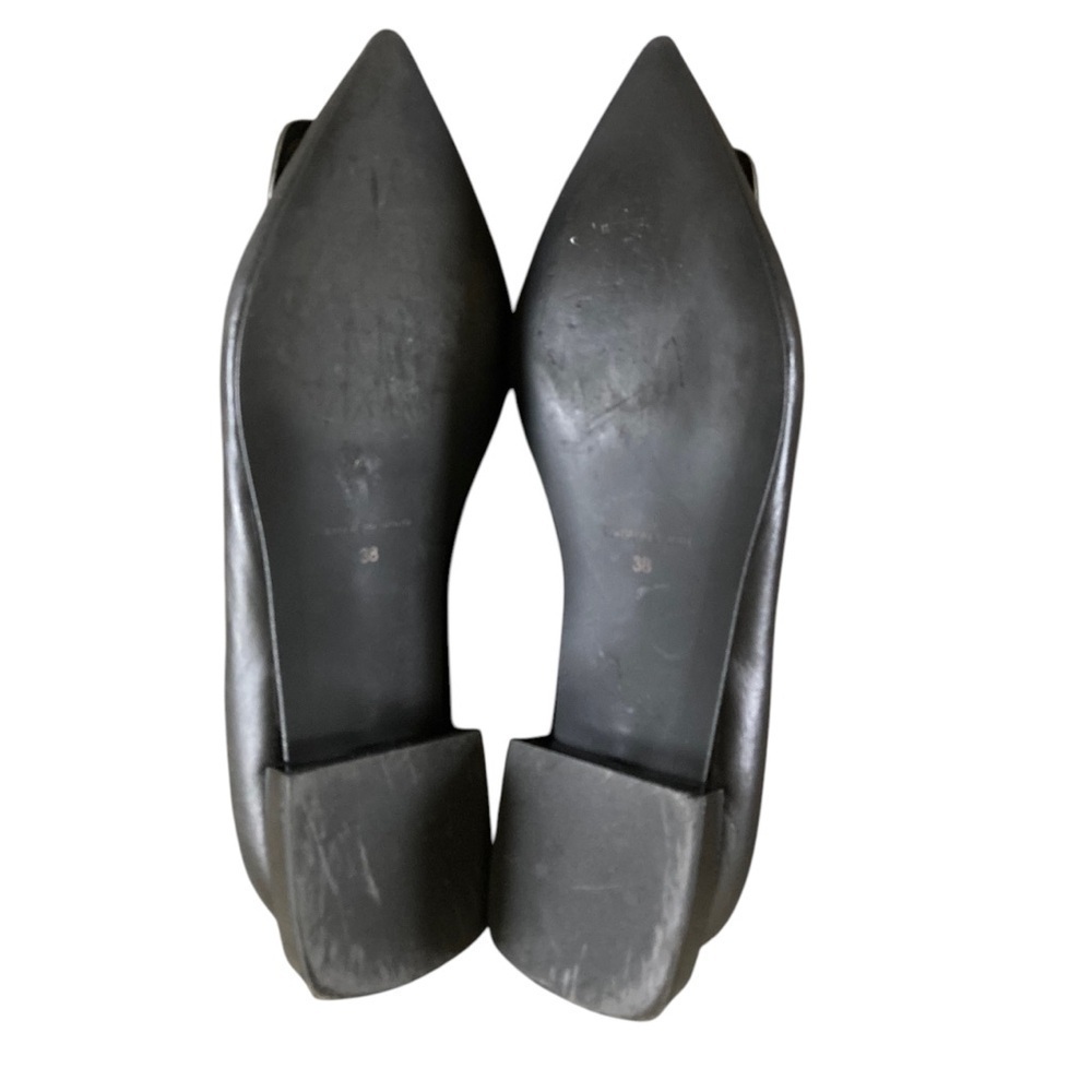 Dibia Women's Black Leather Flats Pointed Toe Architectural heel Made in Spain - Picture 8 of 12